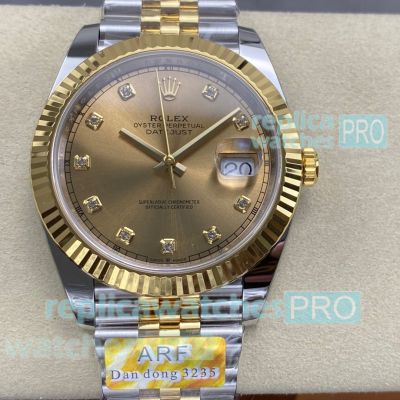 Swiss Reissue Rolex Datejust II ARF 3235 Champagne Dial Two-Tone Jubilee Watch 41mm 